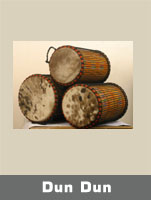 Djunjuns or Dunduns are a family of three cylindrically shaped drums with cow skin affixed to both sides (double-headed) which provide the rhythmic and melodic base to the djembe orchestra.